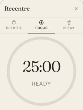 Cohera Focus timer ready at 25 minutes.