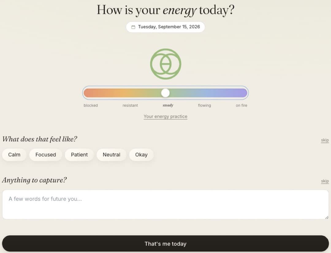 Cohera energy check-in screen