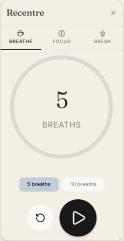 Cohera breathing panel with five- and ten-breath options.
